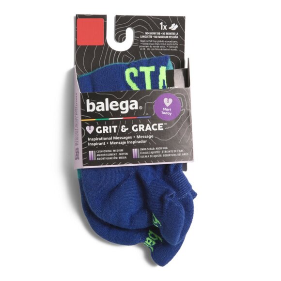 BALEGA Blue/Lime Green Made In Usa Grit And Grace Start Today No Show Socks - Picture 1 of 1